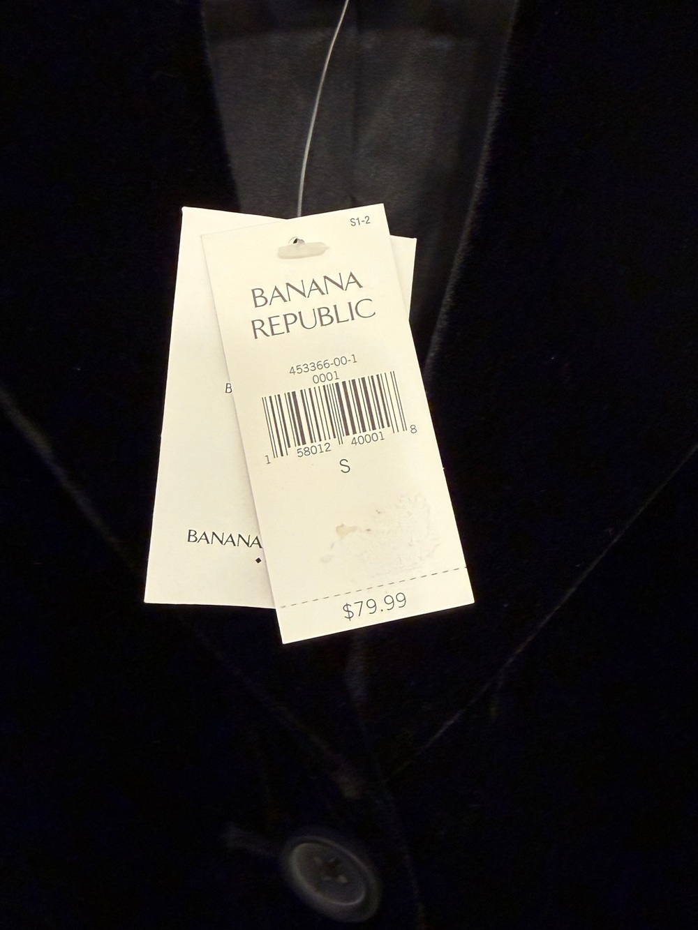 Banana Republic Black Velvet Peplum Blazer - Short Sleeve - NWT Size Small S - Picture 2 of 3